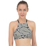 Sketchy abstract artistic print design Halter Bikini Top