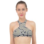 Sketchy abstract artistic print design High Neck Bikini Top