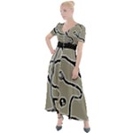 Sketchy abstract artistic print design Button Up Short Sleeve Maxi Dress