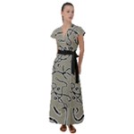 Sketchy abstract artistic print design Flutter Sleeve Maxi Dress