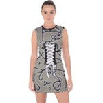 Sketchy abstract artistic print design Lace Up Front Bodycon Dress
