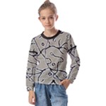 Sketchy abstract artistic print design Kids  Long Sleeve T-Shirt with Frill 