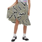 Sketchy abstract artistic print design Kids  Ruffle Flared Wrap Midi Skirt