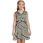 Sketchy abstract artistic print design Kids  Sleeveless Tiered Mini Dress