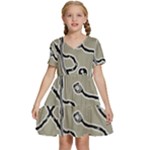 Sketchy abstract artistic print design Kids  Short Sleeve Tiered Mini Dress