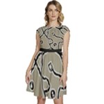 Sketchy abstract artistic print design Cap Sleeve High Waist Dress