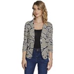 Sketchy abstract artistic print design Women s One-Button 3/4 Sleeve Short Jacket