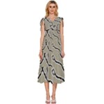 Sketchy abstract artistic print design V-Neck Drawstring Shoulder Sleeveless Maxi Dress