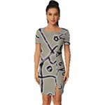 Sketchy abstract artistic print design Fitted Knot Split End Bodycon Dress