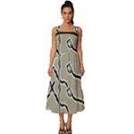 Sketchy abstract artistic print design Square Neckline Tiered Midi Dress