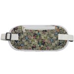 Sticker Collage Motif Pattern Black Backgrond Rounded Waist Pouch