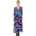  Button Up Boho Maxi Dress Blue Pink Design