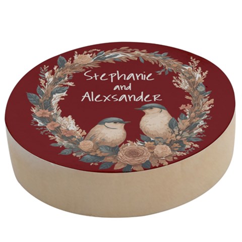 Personalized Two Bird Wedding Gift Name Any Text Wooden Bottle Opener Wooden Bottle Opener (Round) from UrbanLoad.com