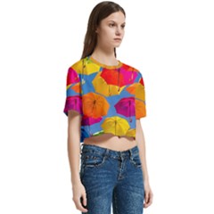 Women s Round Neck Short Sleeve Crop Top 
