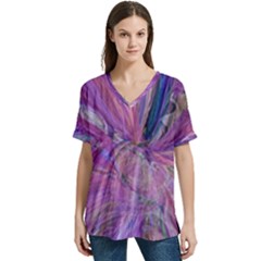 V-Neck Split Shoulder Casual T-Shirt 