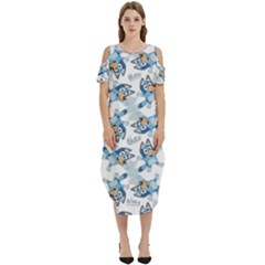 Cold Shoulder Loose Fit Dress With Pockets 