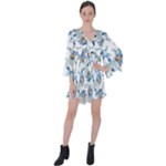 Bluey, Bluey merch, Bluey pattern, Bluey Bluey, bingo, Bluey design, bluey dog V-Neck Flare Sleeve Mini Dress Bluey, Bluey merch, Bluey pattern, Bluey Bluey, bingo, Bluey design, bluey dog V-Neck Flare Sleeve Mini Dress