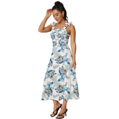 Tie-Strap Tiered Midi Chiffon Dress 