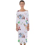 Bluey, Bluey merch, Bluey pattern, Bluey Bluey, bingo, Bluey design, bluey dog Quarter Sleeve Midi Bodycon Dress Bluey, Bluey merch, Bluey pattern, Bluey Bluey, bingo, Bluey design, bluey dog Quarter Sleeve Midi Bodycon Dress