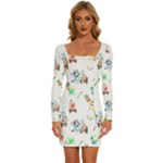 Bluey, Bluey merch, Bluey pattern, Bluey Bluey, bingo, Bluey design, bluey dog Long Sleeve Square Neck Bodycon Velvet Dress Bluey, Bluey merch, Bluey pattern, Bluey Bluey, bingo, Bluey design, bluey dog Long Sleeve Square Neck Bodycon Velvet Dress