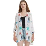 Bluey, Bluey merch, Bluey pattern, Bluey Bluey, bingo, Bluey design, bluey dog Open Front 3/4 Sleeve Batwing Chiffon Cardigan Kimono Bluey, Bluey merch, Bluey pattern, Bluey Bluey, bingo, Bluey design, bluey dog Open Front 3/4 Sleeve Batwing Chiffon Cardigan Kimono