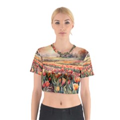 Tulips Field Tree Cotton Crop Top from UrbanLoad.com