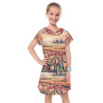 Tulips Field Tree Kids  Drop Waist Dress