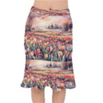 Tulips Field Tree Short Mermaid Skirt