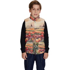Tulips Field Tree Kid s Button Up Puffer Vest from UrbanLoad.com