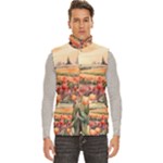 Tulips Field Tree Men s High Neck Button Up Puffer Vest