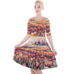 Quarter Sleeve A-Line Dress 