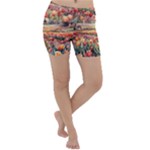 Tulips Field Tree Lightweight Velour Yoga Shorts