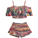 Tulips Field Tree Kids  Off Shoulder Skirt Bikini