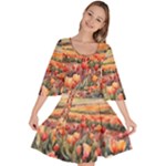 Tulips Field Tree Velour Kimono Dress