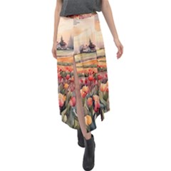Velour Split Maxi Skirt 