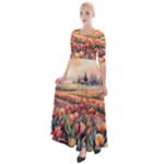 Tulips Field Tree Half Sleeves Maxi Dress