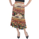 Tulips Field Tree Midi Mermaid Skirt