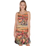 Tulips Field Tree Knee Length Skater Dress With Pockets