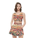 Tulips Field Tree Women s Crop Top Pleated Skater Rave Skirt
