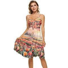 Sleeveless Tie Front Chiffon Dress 