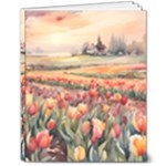 Tulips Field Tree 8  x 10  Hardcover Notebook
