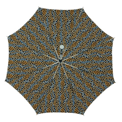 Blue Brown Leopard Automatic Folding Umbrella with Case (Medium) from UrbanLoad.com
