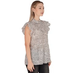 Ruffle Collar Short Sleeve Chiffon Top 