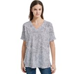 Light Grey Snake V-Neck Split Shoulder Casual T-Shirt