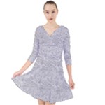 Light Grey Snake Quarter Sleeve Front Wrap Dress