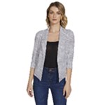 Light Grey Snake Women s Draped Front 3/4 Sleeve Shawl Collar Jacket