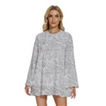 Light Grey Snake Round Neck Long Sleeve Bohemian Style Chiffon Mini Dress