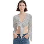 Light Grey Snake Trumpet Sleeve Cropped Top