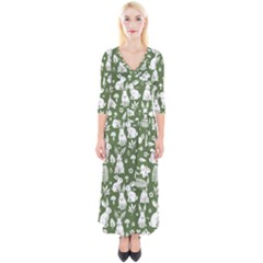 Quarter Sleeve Wrap Maxi Dress 