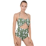Easter bunny pattern Scallop Top Cut Out Swimsuit